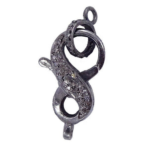 Genuine Pave Diamond 925 Solid Silver Lobster Lock Clasp Finding Jewelry