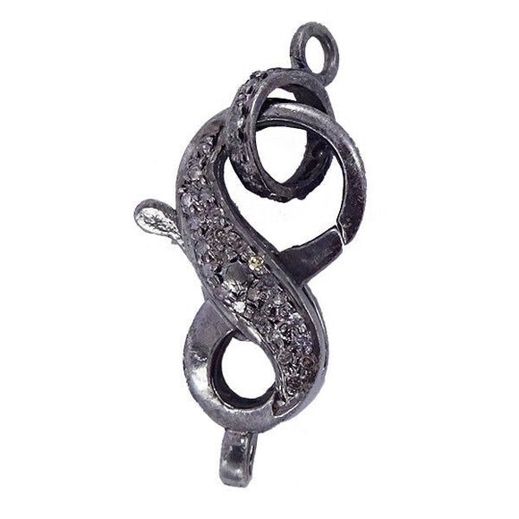 Genuine Pave Diamond 925 Solid Silver Lobster Lock Clasp Finding Jewelry
