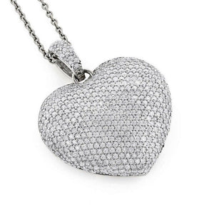 Beautiful Pendant Diamond Heart Shape Women Gift Promise Solid Sterling Silver