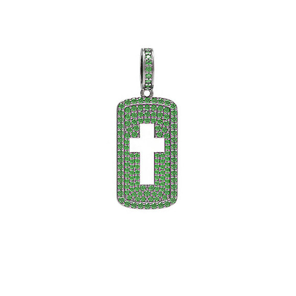 Genuine Chrome Diopside Gemstone 925 Silver Cross Finding Pendant Jewelry FI-58S