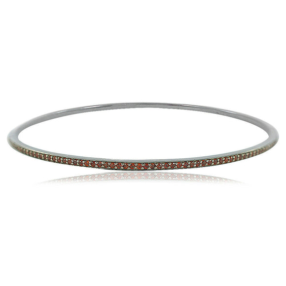 Charming Natural Red Garnet Gemstone 925 Sterling Silver Bangle Jewelry BAMJ-71