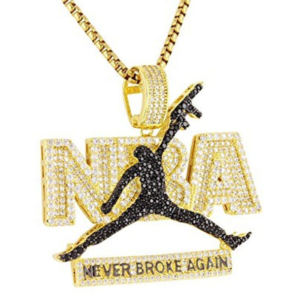 NBA Pendant Never Broke Again Statement Sports Gift Solid Sterling Silver