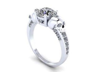 Classic 1.50Ct White Round Cut Skull Engagement Wedding Ring 925 Sterling Silver