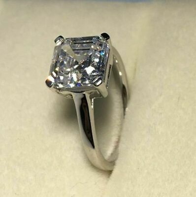 2.05 Ct Asscher Cut Moissanite Wedding Engagement Ring Solid 10K White Gold