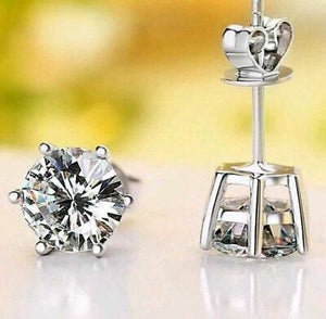 2.00ct Round Cut Moissanite Engagement Stud Earring Solid 10k White Gold Women