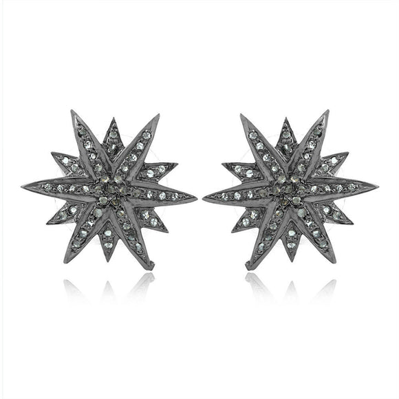 Natural Pave Diamond Star 925 Solid Silver Stud Earrings Jewelry EAMJOS-842