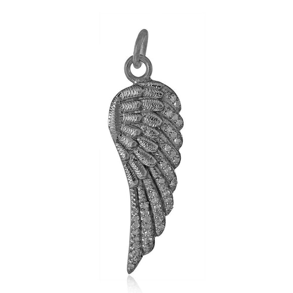 Handmade Natural Pave Diamond Feather Pendant 925 Silver Antique Jewelry Designs