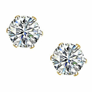 1.0 Ct Brilliant Cut Diamond Earrings 14K Yellow Gold Over Round Solitaire Studs