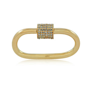 14k Yellow Gold Natural Pave Diamond Carabiner Clasp Finding Fashion Jewelry New