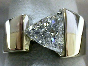 1 CT Custom Made Trilliant Cut Solitaire Diamond Engagement Ring Yellow Gold FN