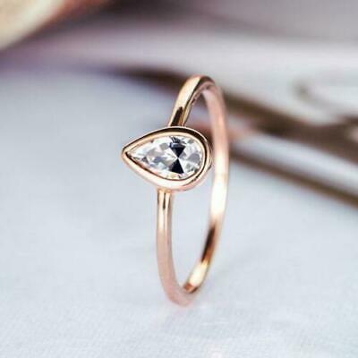 1.50 Ct Pear Cut Halo Moissanite Engagement Wedding Ring Solid 14K Rose Gold