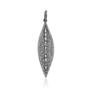 Natural Pave Diamond Baguette 925 Silver 18" Chain Pendant Vintage Style Jewelry