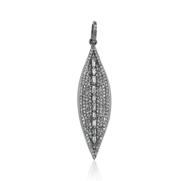 Natural Pave Diamond Baguette 925 Silver 18