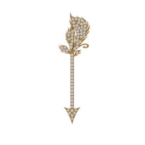 Handmade Designer Arrow 14k Yellow Gold Natural Pave Diamond Pendant Jewelry