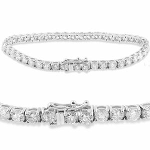 14k White Gold Over 9.50 CT Solitaire Diamond Ladies 7.5" Tennis Bracelet 4mm