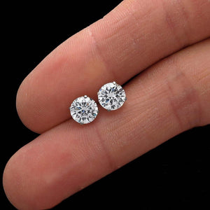 2Ct Brilliant Created Diamond Earrings 14K Real White Gold Round Solitaire Studs