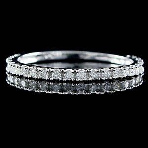 Women's 1/4 CT Round Cut Diamond Solid 14K White Gold Over Wedding Band Ring