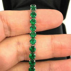 8.00 Ct Round Green Emerald Tennis Bracelet Women Jewelry 14K White Gold Over 7"