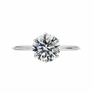 1.50 Ct Round cut Moissanite Six Prong Solitaire Engagement Solid 14K white gold