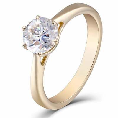 Genuine 10k Yellow Gold Solitaire Moissanite engagement Ring 1.5 ct White Round