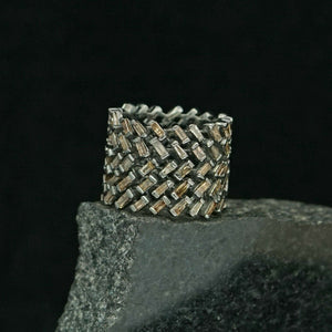 Natural Brown Baguette Diamond Ring 925 Sterling Silver Handmade Jewelry GIFTS