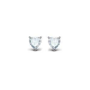 2.00 Ct Heart Shaped White CZ Solitaire Stud Earrings In Sterling Silver