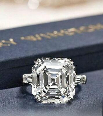 3.50 Ct White Asscher Loose Moissanite Engagement Ring Solid 14k White Gold