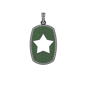 Natural Pave Diamond Chrome Diopside 925 Sterling Silver Star Pendant Jewelry