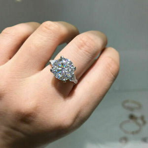 Fancy 3.50 ct White Moissanite 9.80 mm Engagement Ring Solid 14k White Gold