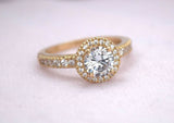 Round Cut Created Diamond 14K Yellow Gold Halo Engagement Ring 1.50CTW