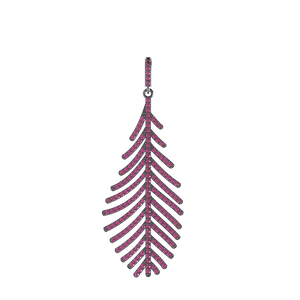 Natural Pave Red Ruby Gemstone Leaf Pendant 925 Sterling Silver Jewelry GIFTS