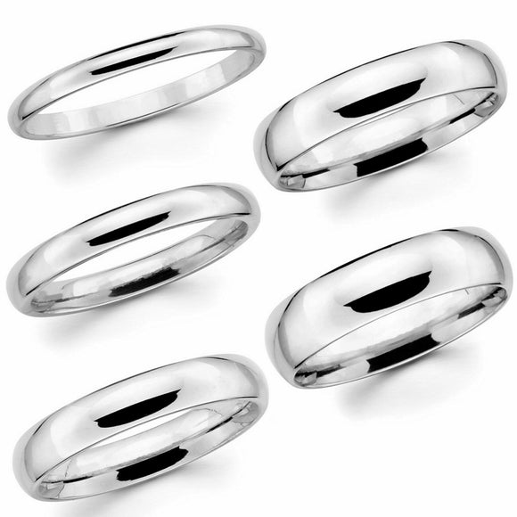 14K White Gold Fn 2mm 3mm 4mm 5mm 6mm Comfort Fit Men Women Wedding Band Ring