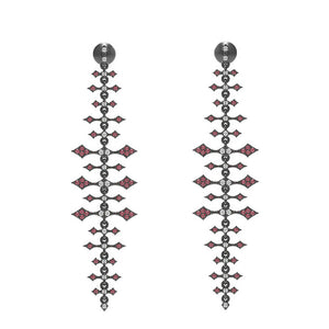 925 Silver Natural Pave Diamond Ruby Beautiful Dangle Earrings Jewelry EA-547SWR