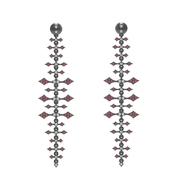 925 Silver Natural Pave Diamond Ruby Beautiful Dangle Earrings Jewelry EA-547SWR