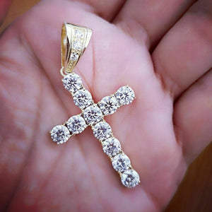 10.00 Ct Diamond Cross Pendant 14K Yellow Gold Over 925 Womens Mens Necklace