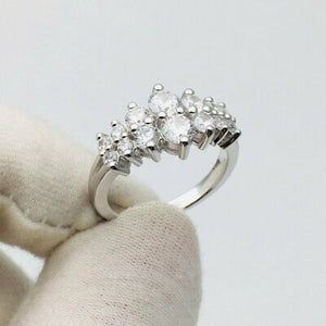 2ct Round shape 2 rows moissanite stone 14k white Gold handmade Engagement ring