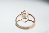 14k Rose Gold Filled, 0.28ct Hexagon Gray Slice Diamond Ring, Sterling Silver, Natural Diamond, Diamond slice, Hexagon Ring, ring, Hexagon