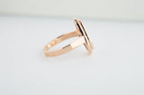 1.015ct 14k Rose gold filled 925 Sterling Silver Brown Slice Diamond Ring with hammered band, Natural Diamond, Slice Diamond Women Rings