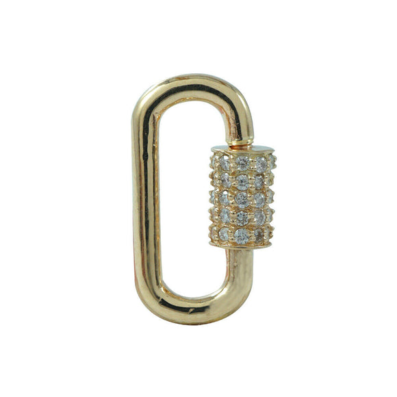 CARABINER Pave Diamond Lobster Clasp Finding Solid 14k Yellow Gold Lock Jewelry