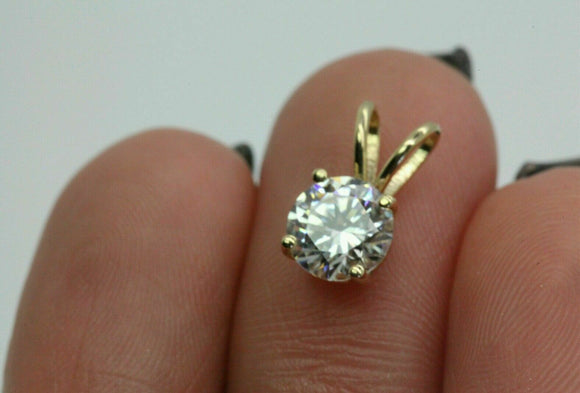 1.00 ct Round Cut Solitaire Pendant Moissanite 14k Yellow Gold Over 18