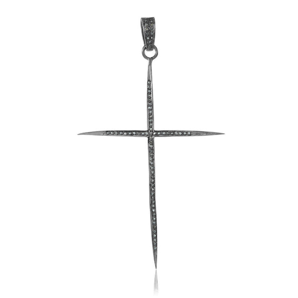 Beautiful Cross Pave Diamond 925 Solid Silver 18