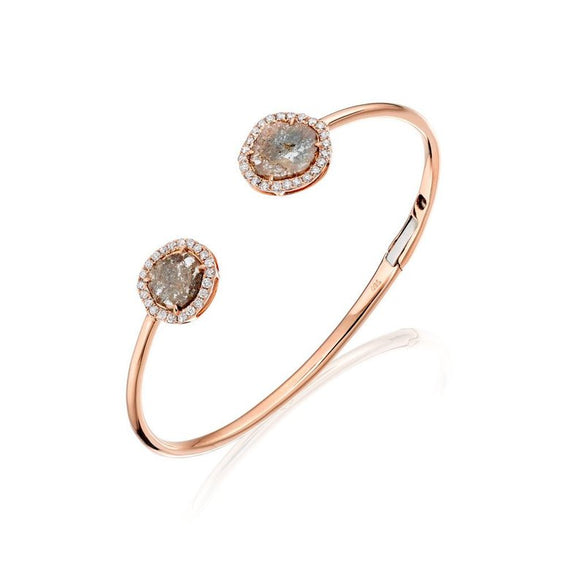 1.82 carat 18k Rose Gold diamond slice bracelet, micro pave diamond bracelet