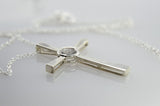 0.29ct Cross Slice Diamond Necklace, Sterling Silver, Natural Diamond, Women and Man Necklace, Christian Pendant, Religion pendant