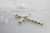 0.29ct Cross Slice Diamond Necklace, Sterling Silver, Natural Diamond, Women and Man Necklace, Christian Pendant, Religion pendant