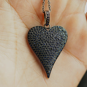 Genuine Blue Sapphire Heart Pendant 925 Sterling Silver Jewelry Wedding Gifts