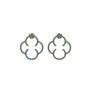 1.32cts Natural Pave Chrome Diopside 925 Silver Floral Stud Earrings Jewelry