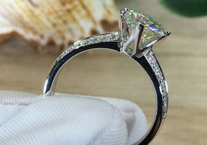 2.00 CT Round Loose Moissanite Unique Engagement Ring 18K White Gold over