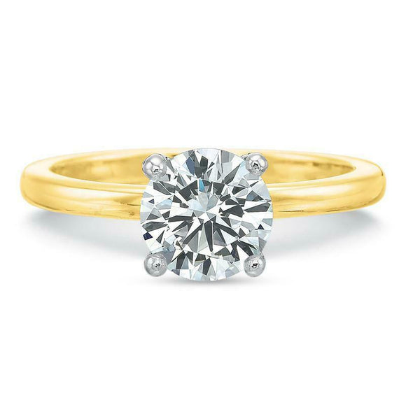 18K Yellow Gold Over 1/2 CT Round Diamond Four-Prong Solitaire Engagement Ring18K Yellow Gold Over 1/2 CT Round Diamond Four-Prong Solitaire Engagement Ring