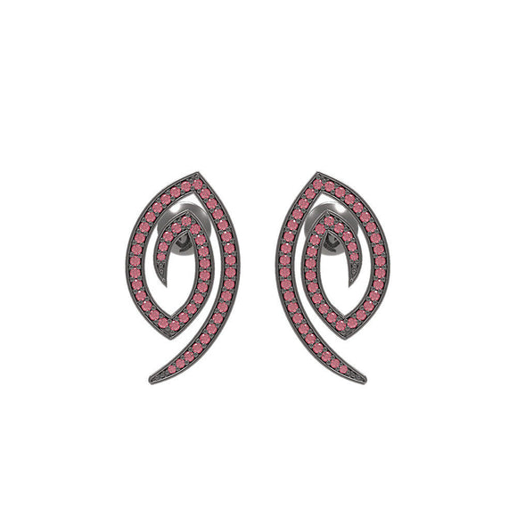 0.98ct Pave Setting Natural Ruby Stud Earrings 925 Sterling Silver Women Jewelry