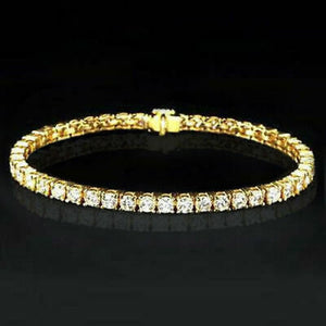 19.85 Ct Round Diamond Brilliant Round Cut 7" Tennis Bracelet 14K Yellow Gold Fn